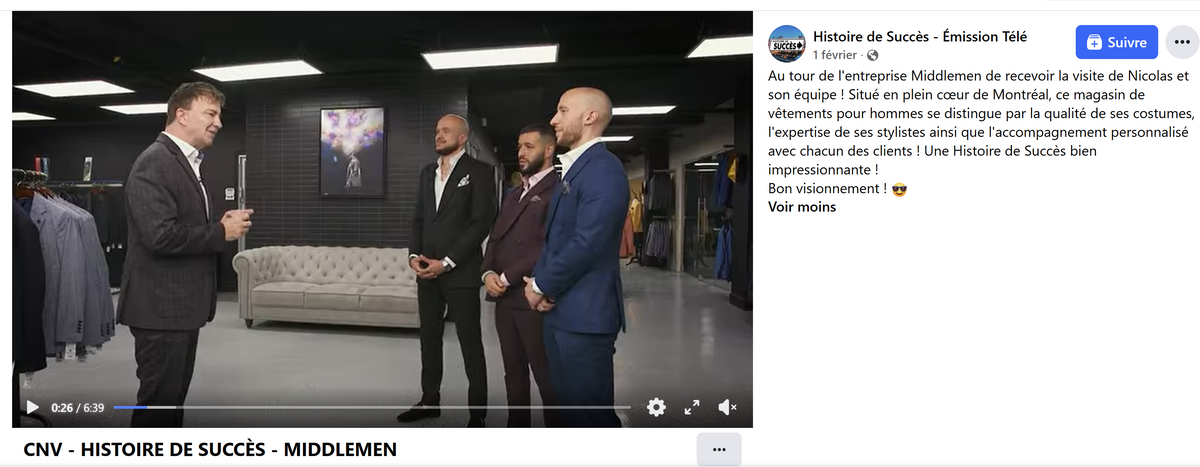 Middlemen Featured on “Histoire de Succès”