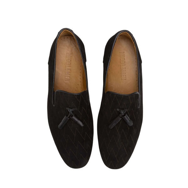 Lucia Loafer - Graphic Black Suede